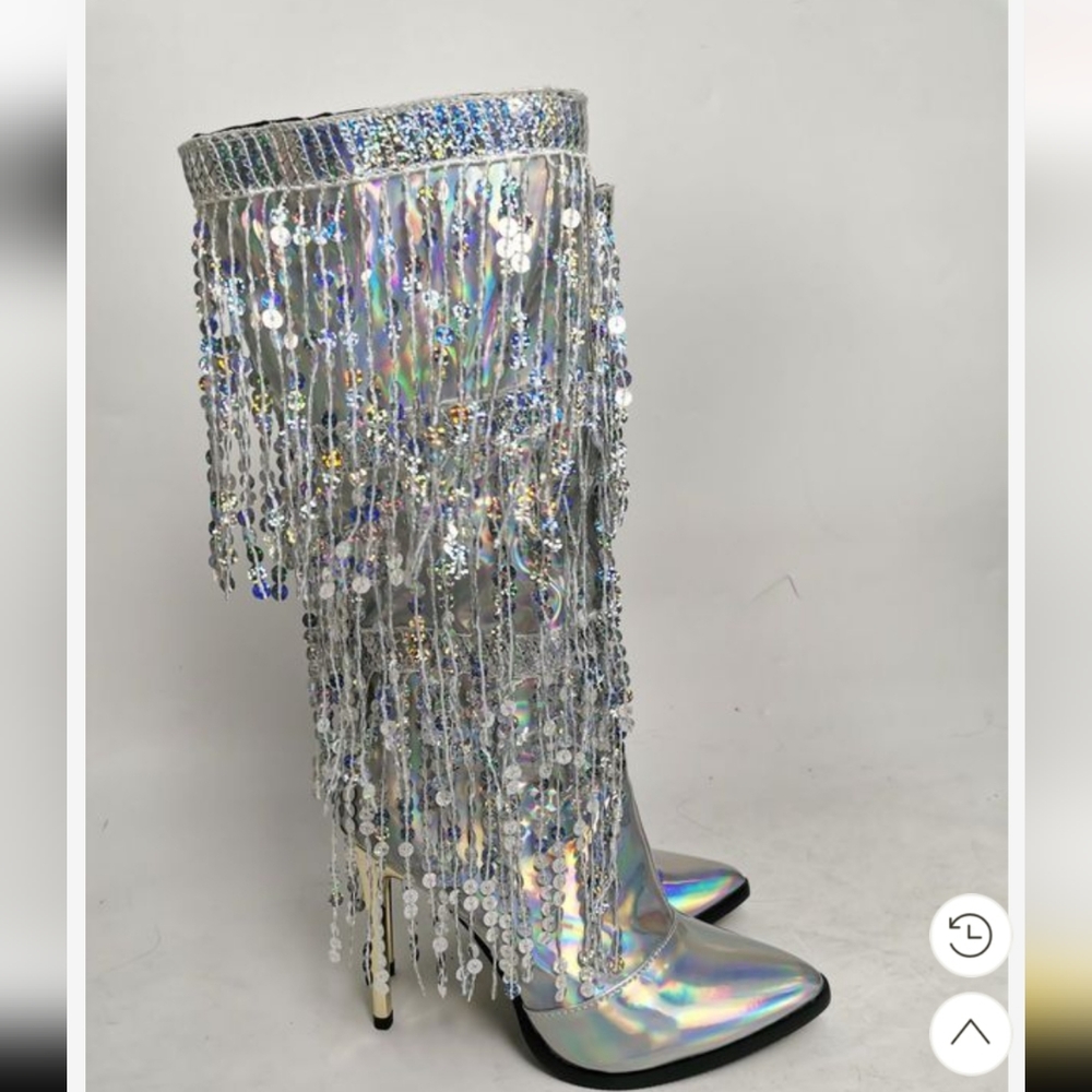 Sequin Fringe Boots 9-9.5 - Picture 7 of 8